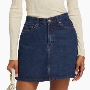 Reformation Lydia Denim High-Rise Mini Skirt Size 30 Dark Wash Navy Blue